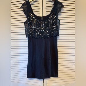 XS American Eagle Elegant Navy Blue Embellished Mini Dress - Holiday Party
